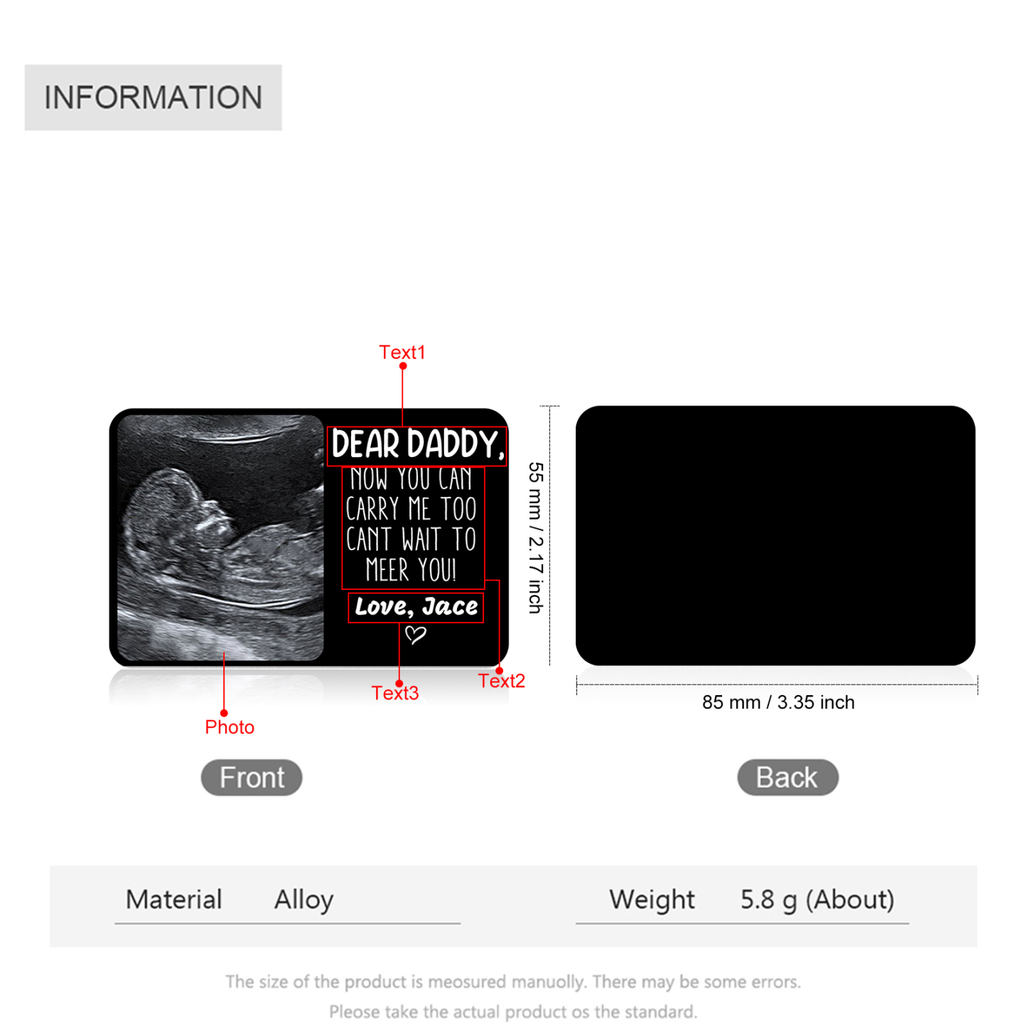 Jessemade Personalized Wallet Alloy Card for Dad – Unique Photo & Message Wallet Insert - Father's Day