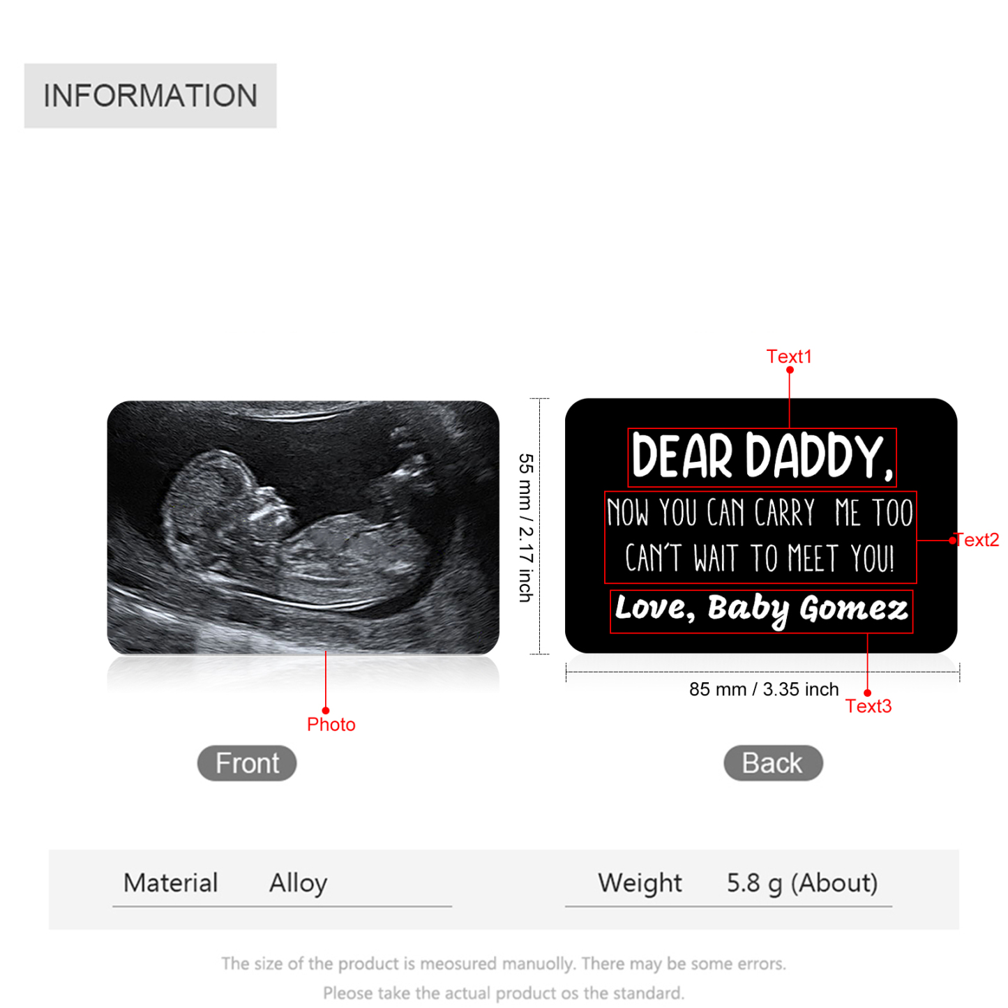 Jessemade Personalized Wallet Alloy Card for Dad – Unique Photo & Message Wallet Insert - Father's Day