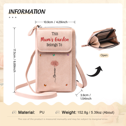 Gift for Grandmother – Customizable Name and Birth Flower Crossbody Phone Purse