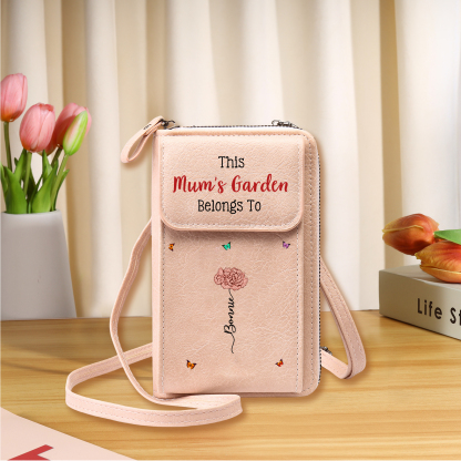 Gift for Grandmother – Customizable Name and Birth Flower Crossbody Phone Purse