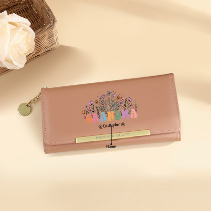 Gift for Grandma: Custom Name Floral Wallet | Personalized Grandma Gift