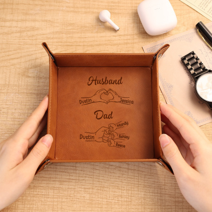 Personalized Leather Valet Tray Gift for Dad & Husband