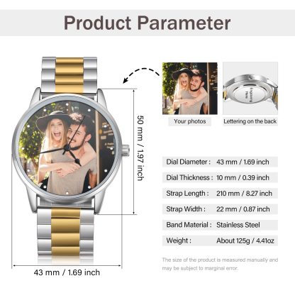 Personalized Photo Men's Watch with Custom1 Photos and 1 Text Watch Gifts for Him | Jessmade