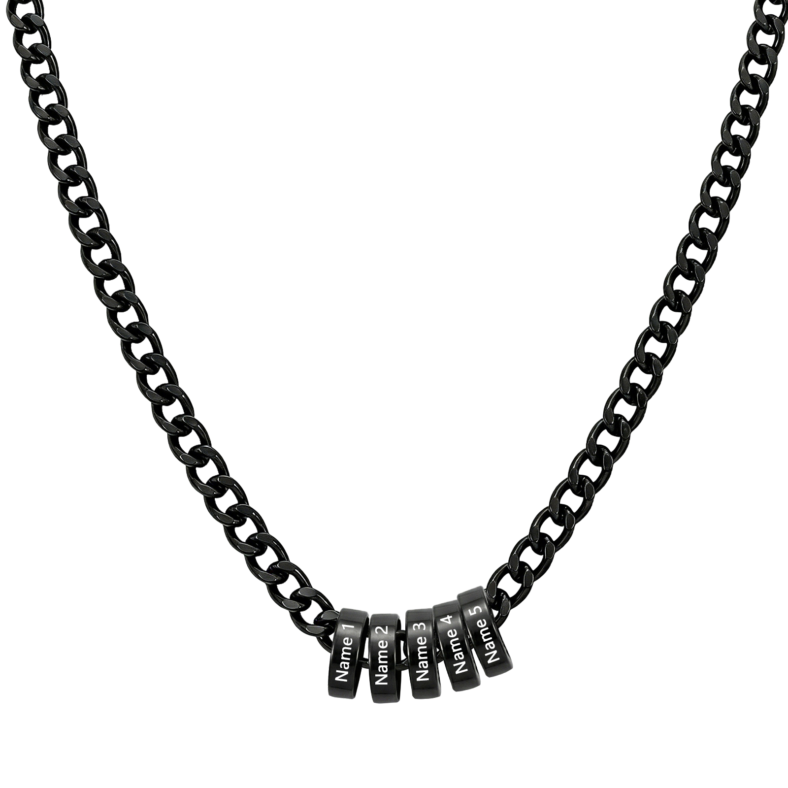 Personalized Stainless Steel Men’s Necklace Custom With 2-6 Name Beads For Men Dad Husband