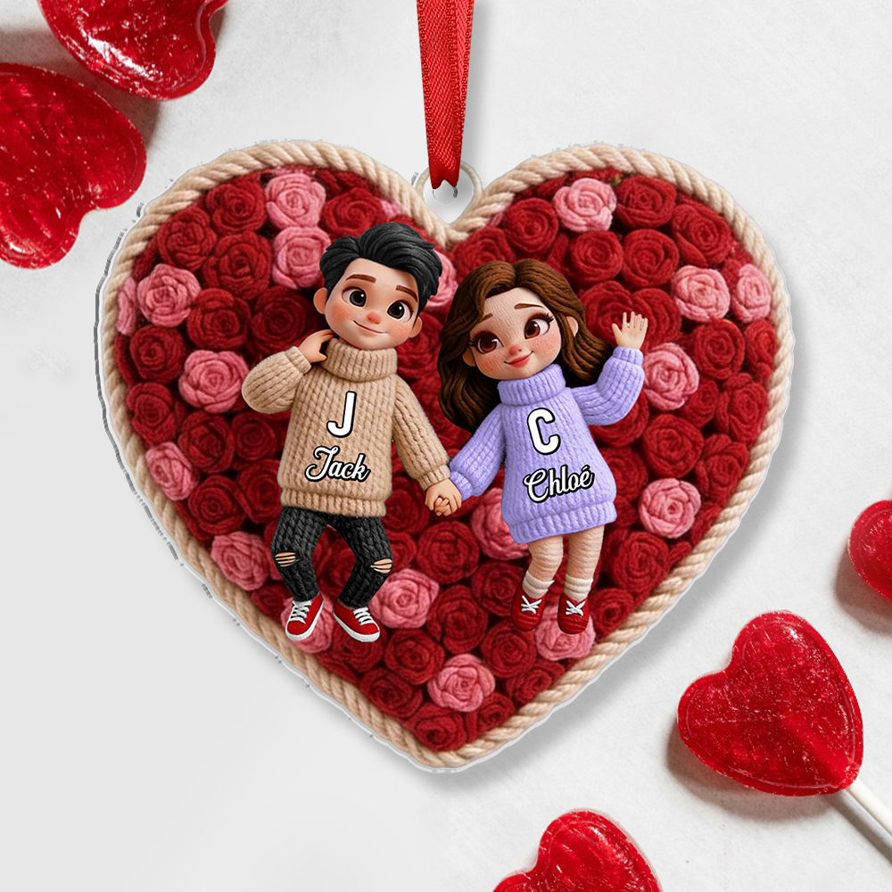 Personalized Heart Keychain or Hanging Decoration with Names for Couples
