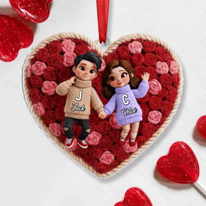 Personalized Heart Keychain or Hanging Decoration with Names for Couples