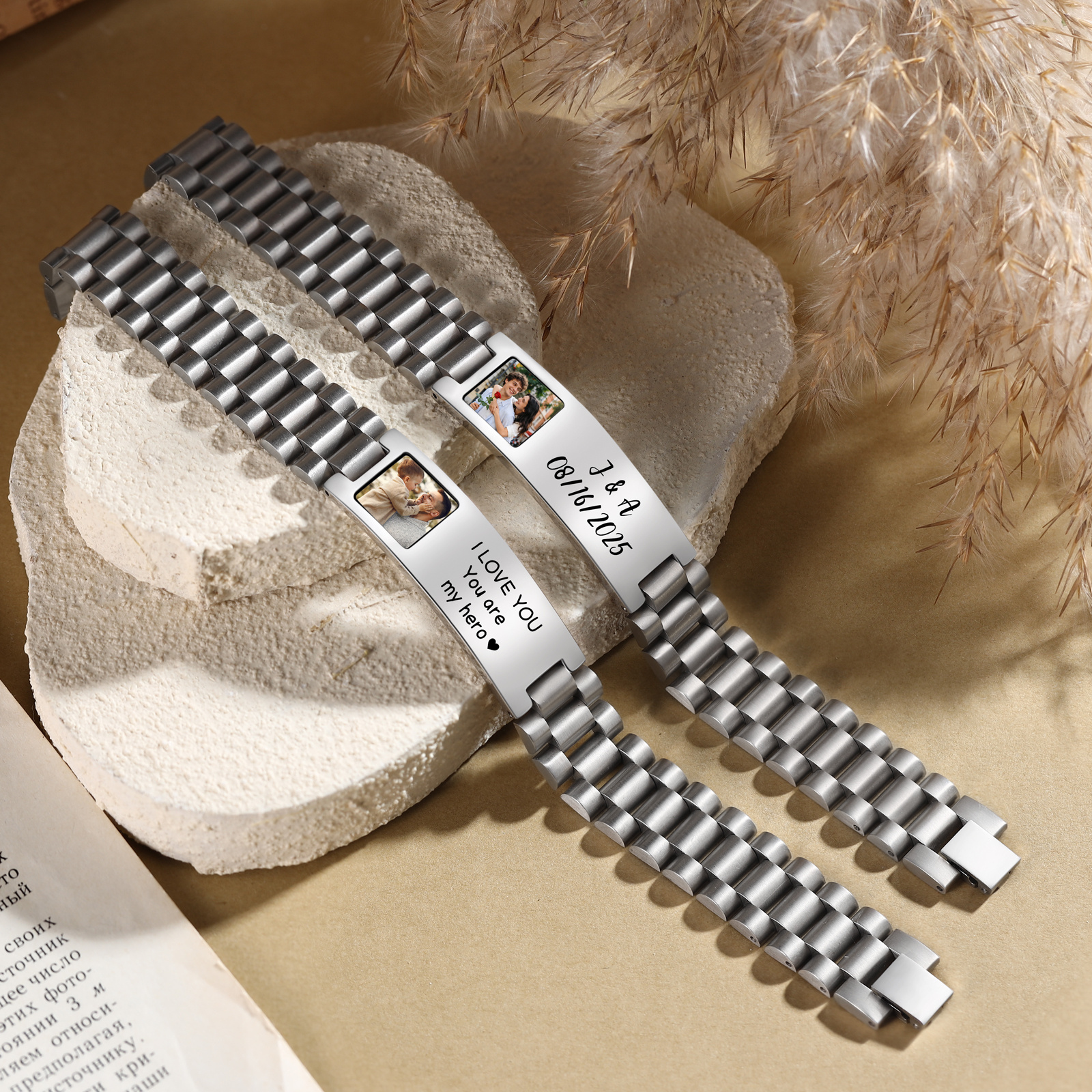 Personalized Men's ID Bracelet with Photo Stainless Steel