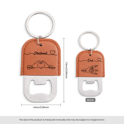 Personalized Leather Keychain Bottle Opener For Dad And Husband