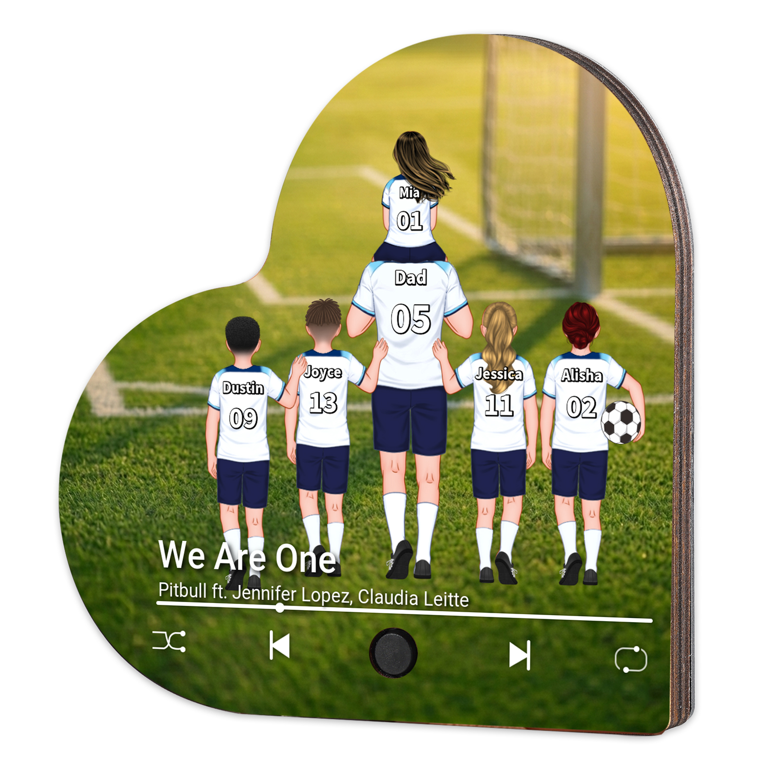 Personalized Football Family Heart Music Fridge Magnet Customizable with 1–8 Names