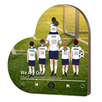 Personalized Football Family Heart Music Fridge Magnet Customizable with 1–8 Names