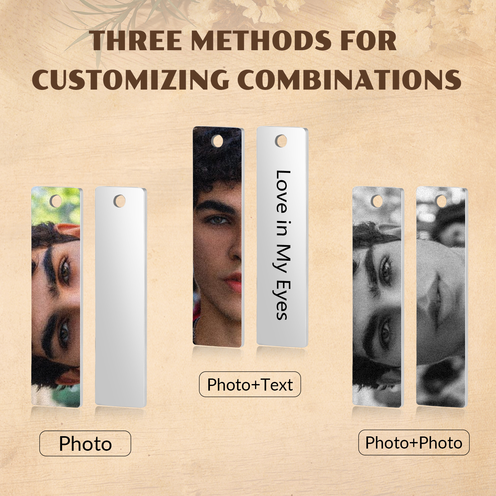 Personalized Photo Keychain Necklace Custom with Eyes Lips or Half Face Picture and Custom Text