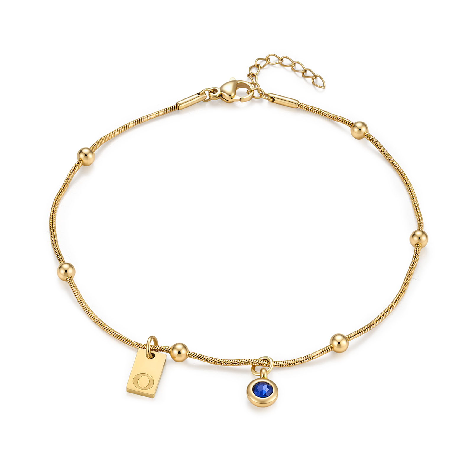 Personalized Birthstone Initial Anklet Minimalist Summer Anklet Bracelet