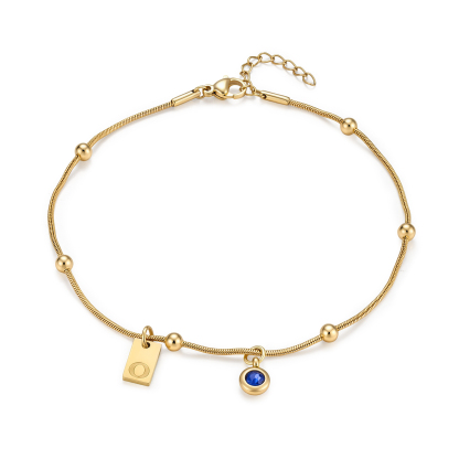 Personalized Birthstone Initial Anklet Minimalist Summer Anklet Bracelet