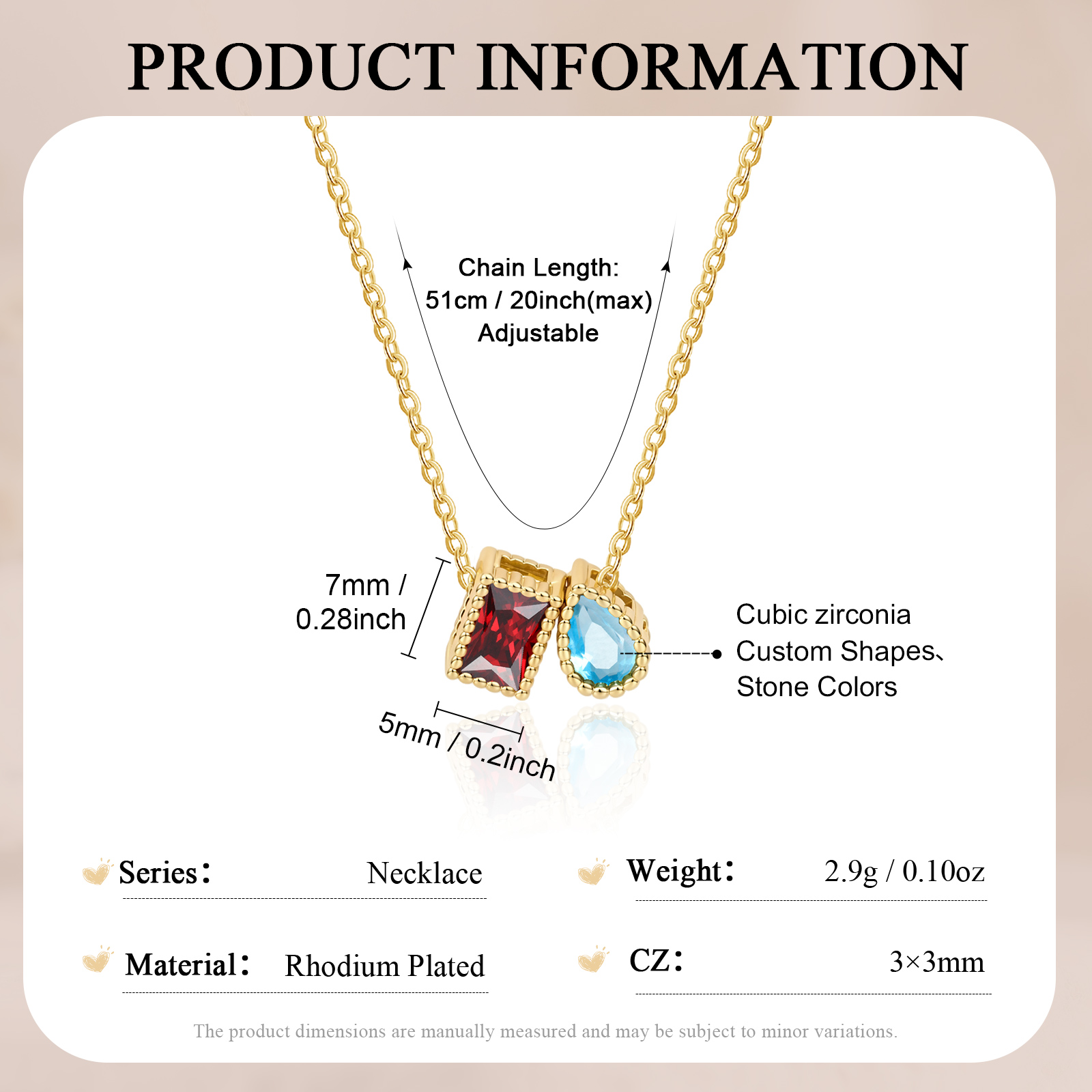 Personalized Birthstone Charm Necklace Customized with 1-6 Stones