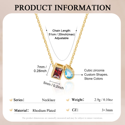 Personalized Birthstone Charm Necklace Customized with 1-6 Stones