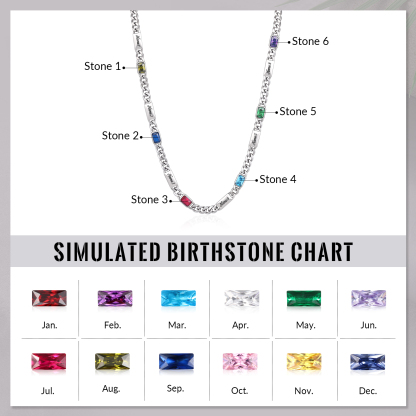 Personalized Cuban Chain Men Necklace Custom With 1-6 Names And Birthstones Gift For Dad Or Husband