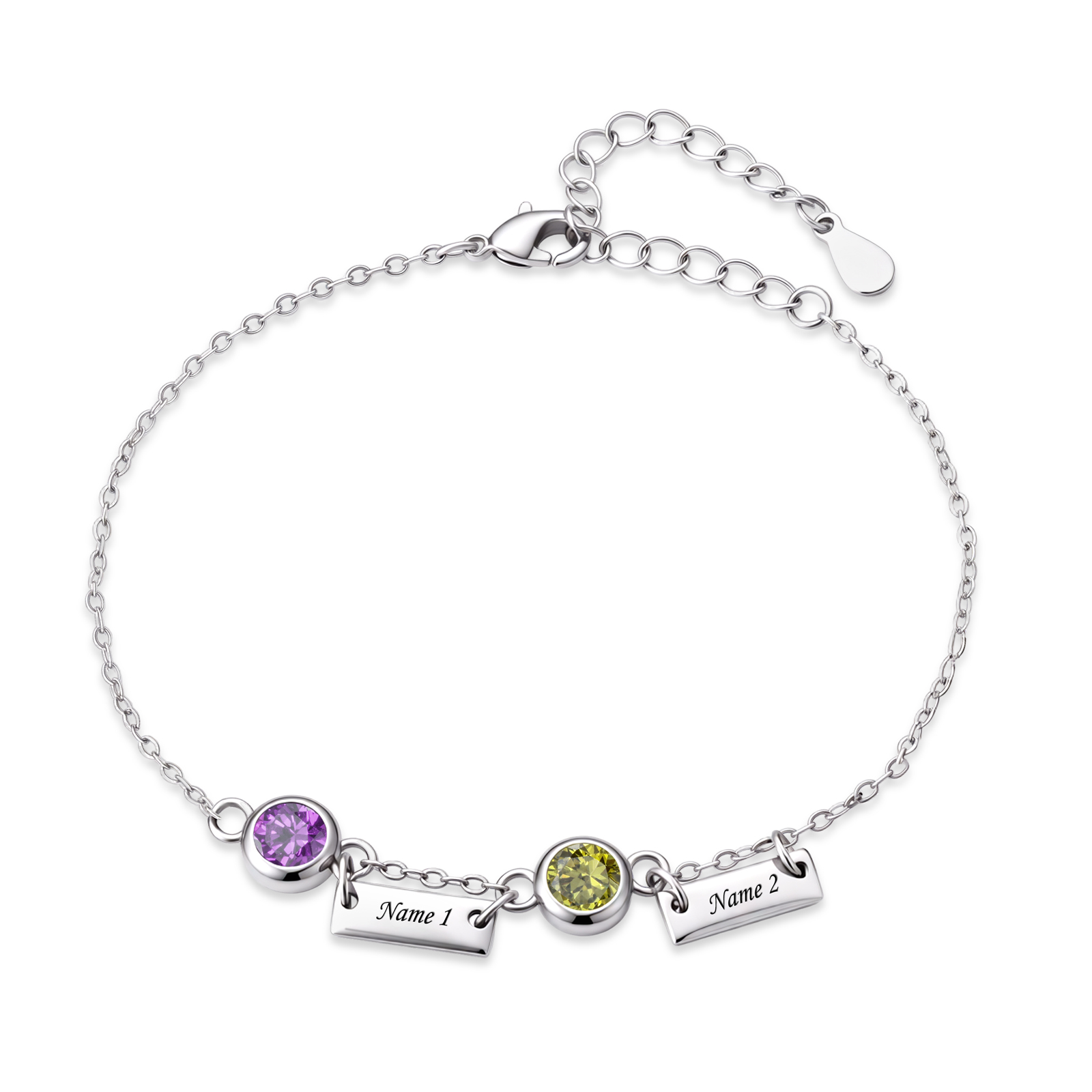 Personalized Birthstones Bracelet Custom With 1 To 6 Names And Stones Unique Jewelry For Women