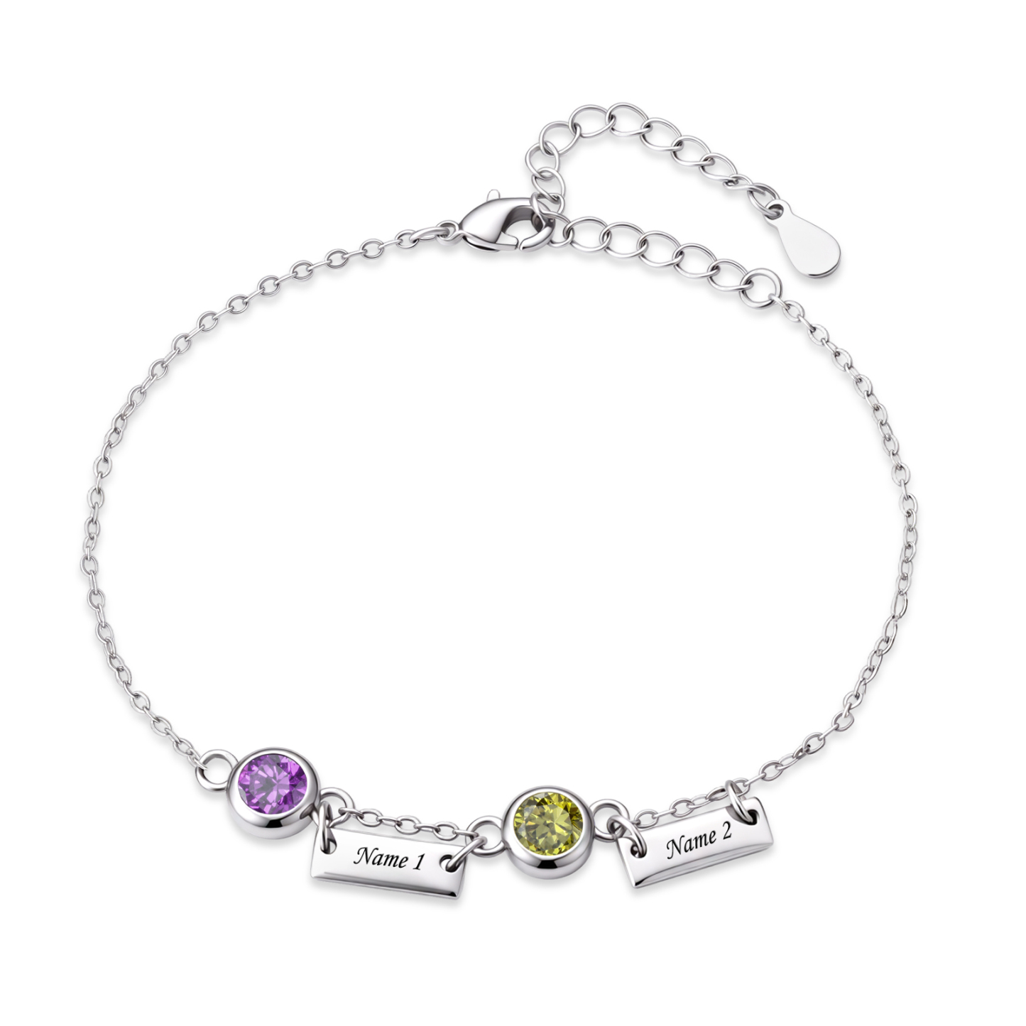 Personalized Birthstones Bracelet Custom With 1 To 6 Names And Stones Unique Jewelry For Women