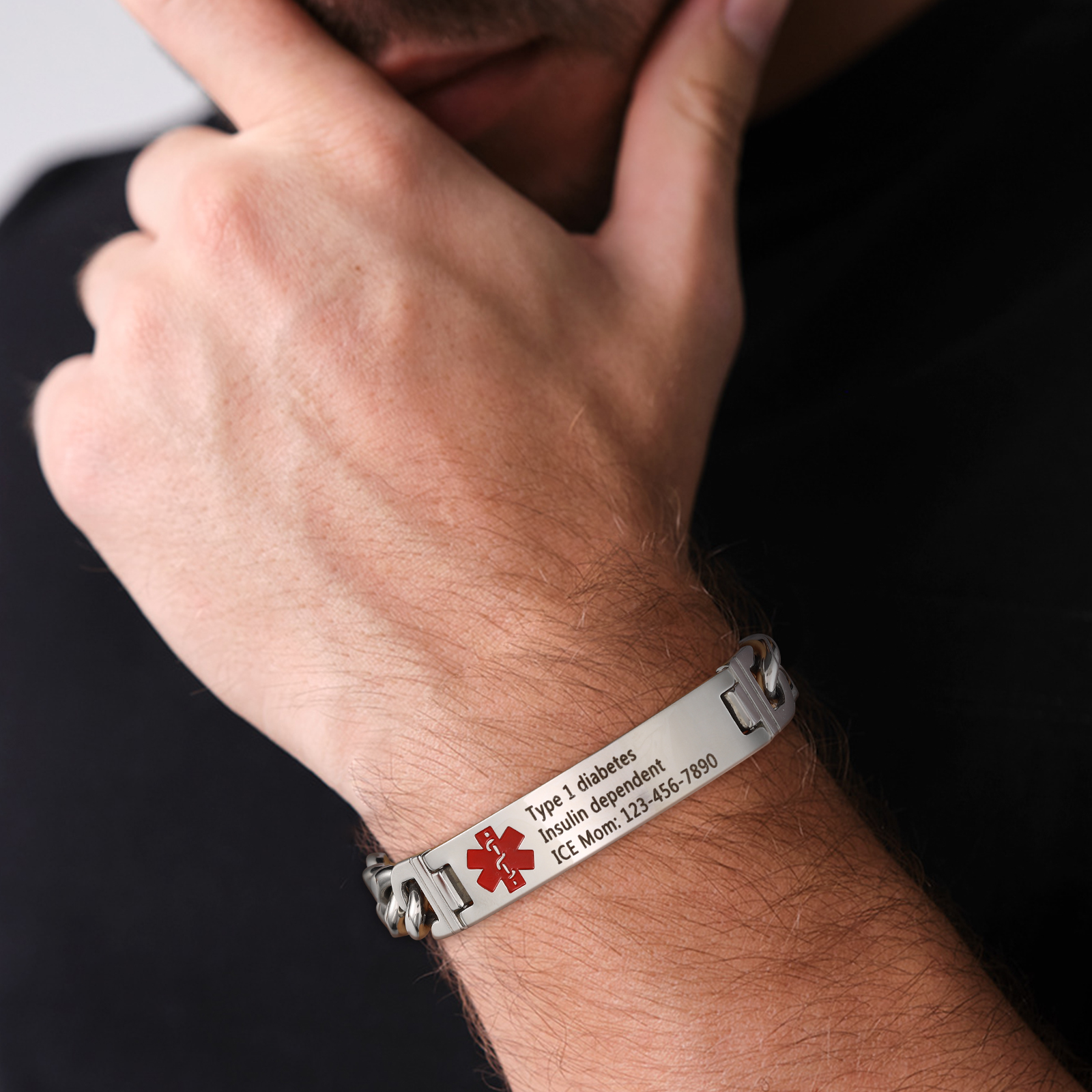 Custom Medical Alert ID Bracelet Practical Gift for Dad, Mom, Grandpa, Grandma, Friend | Jessemade