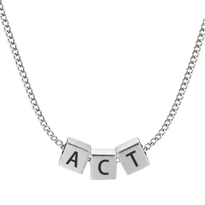 Personalized Men's Stainless Steel Necklace With Letter Cube Gift For Him