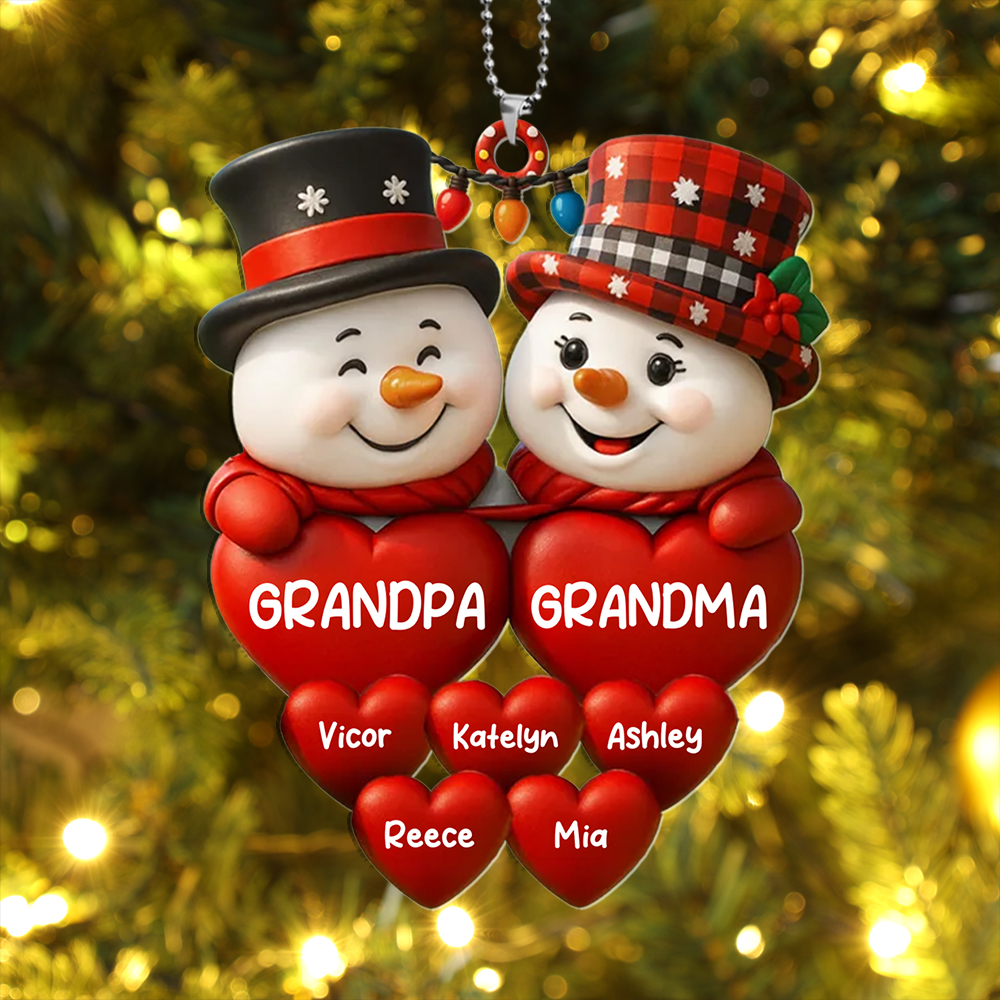 Personalized Snowmen Christmas Tree Ornament with Family Names