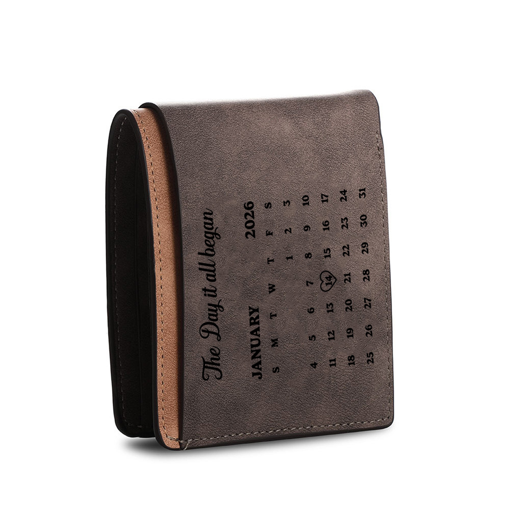 Personalized Couple PU Leather Calendar Wallet for Men