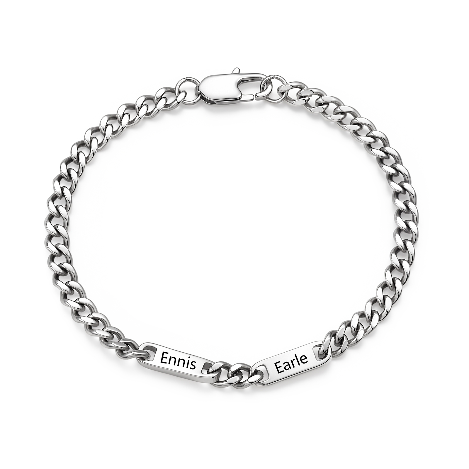 Personalized Stainless Steel Cuban Chain Bracelet For Men Customized 2-6 Names Fathers Day Anniversary Gift For Dad Son Boyfriend Husband Grandpa | Jessemade