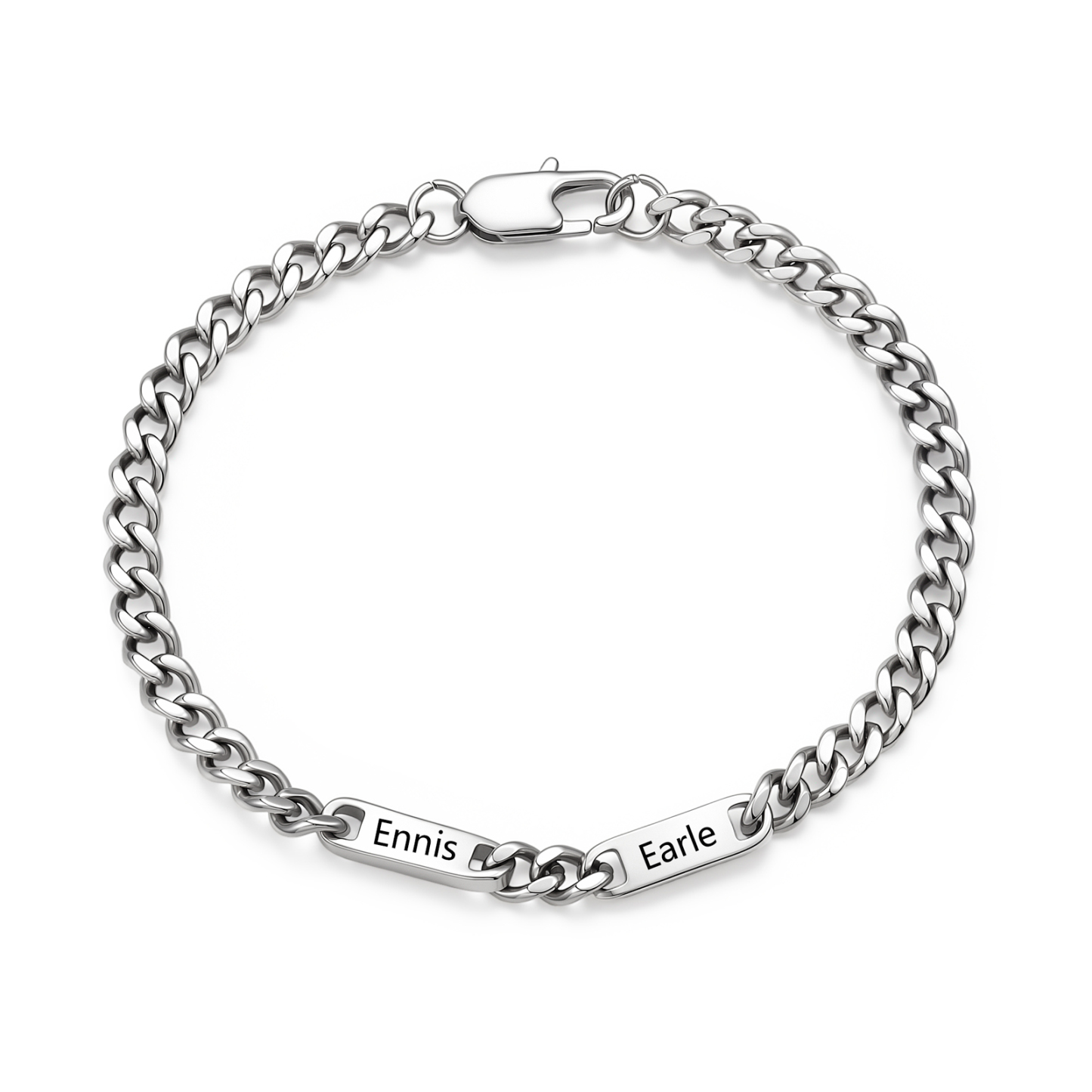 Personalized Stainless Steel Cuban Chain Bracelet For Men Customized 2-6 Names Fathers Day Anniversary Gift For Dad Son Boyfriend Husband Grandpa | Jessemade