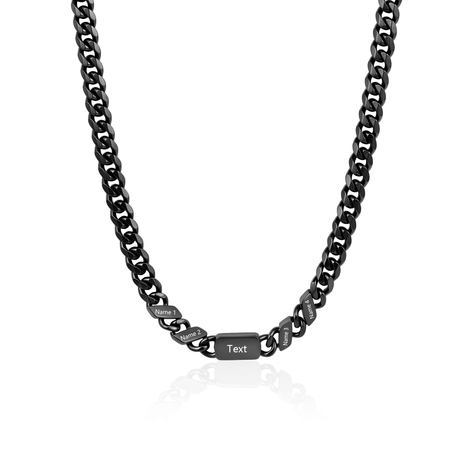 Personalized Cuban Chain Necklace for Dad Grandpa Man Cutsomized with 1-6 Names and Engraved Text