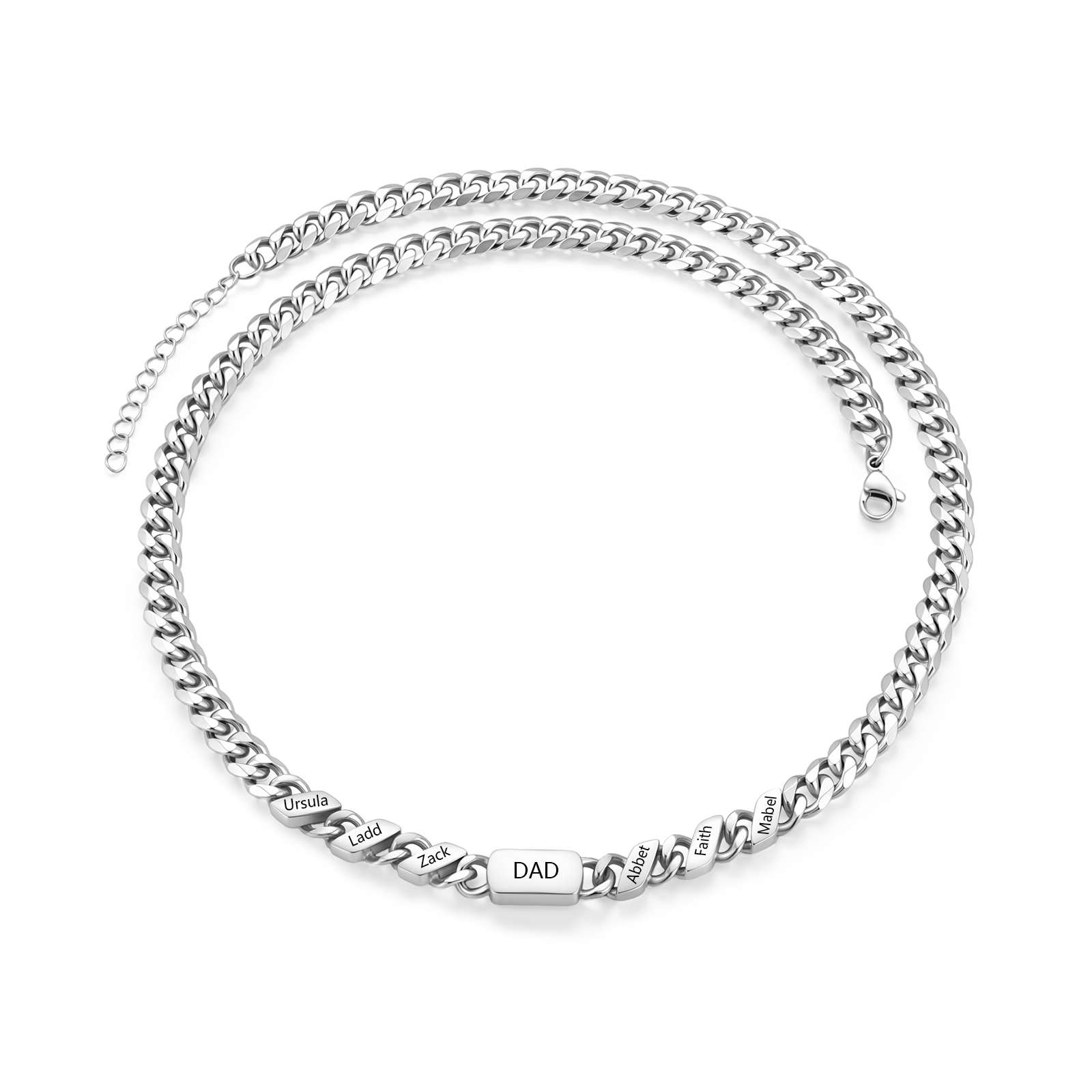 Personalized Cuban Chain Necklace for Dad Grandpa Man Cutsomized with 1-6 Names and Engraved Text