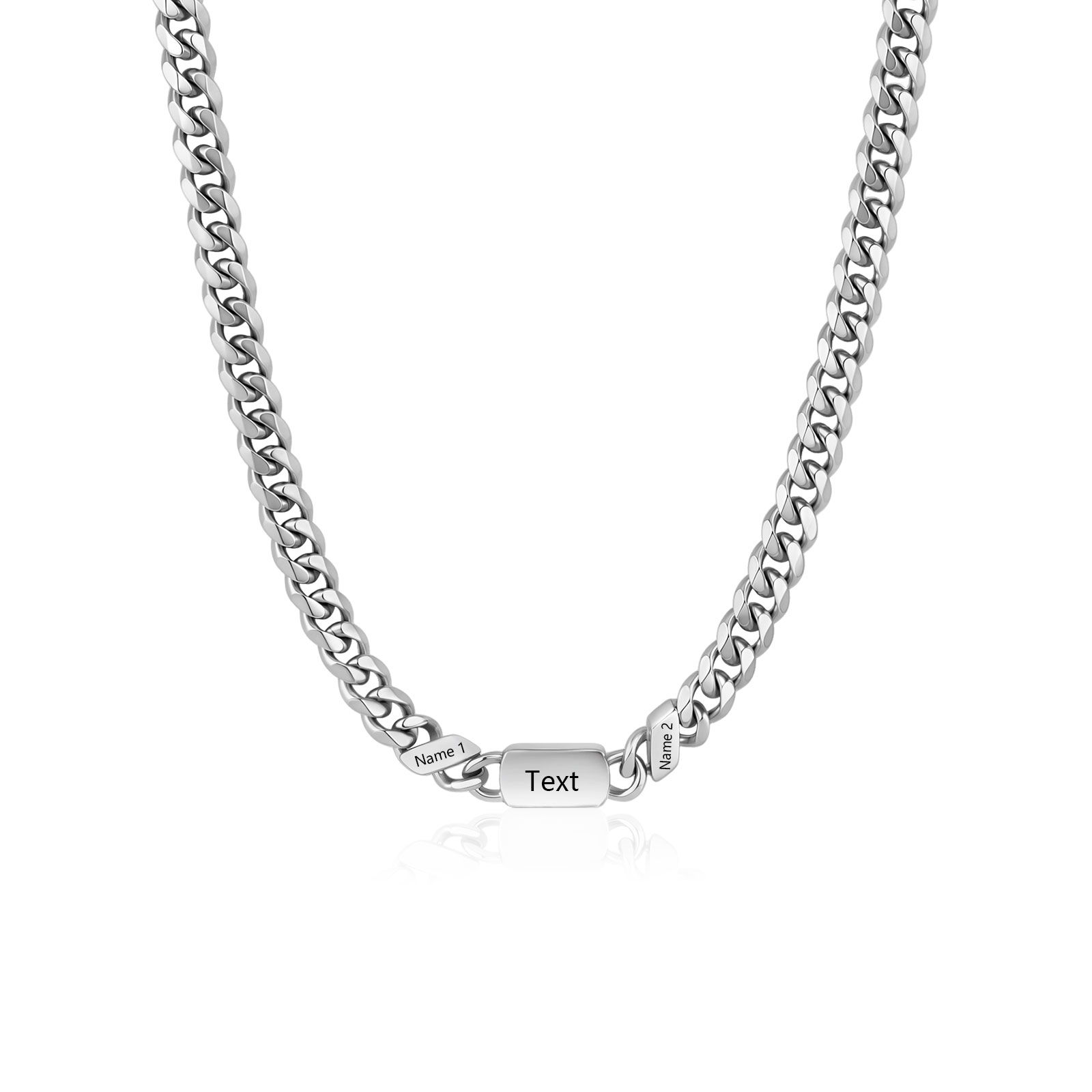 Personalized Cuban Chain Necklace for Dad Grandpa Man Cutsomized with 1-6 Names and Engraved Text