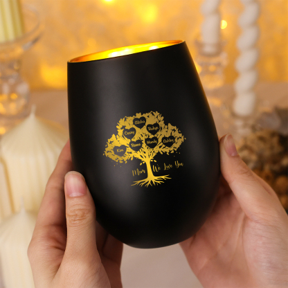 Personalized glass candle holder with family tree custom with up to 10 names