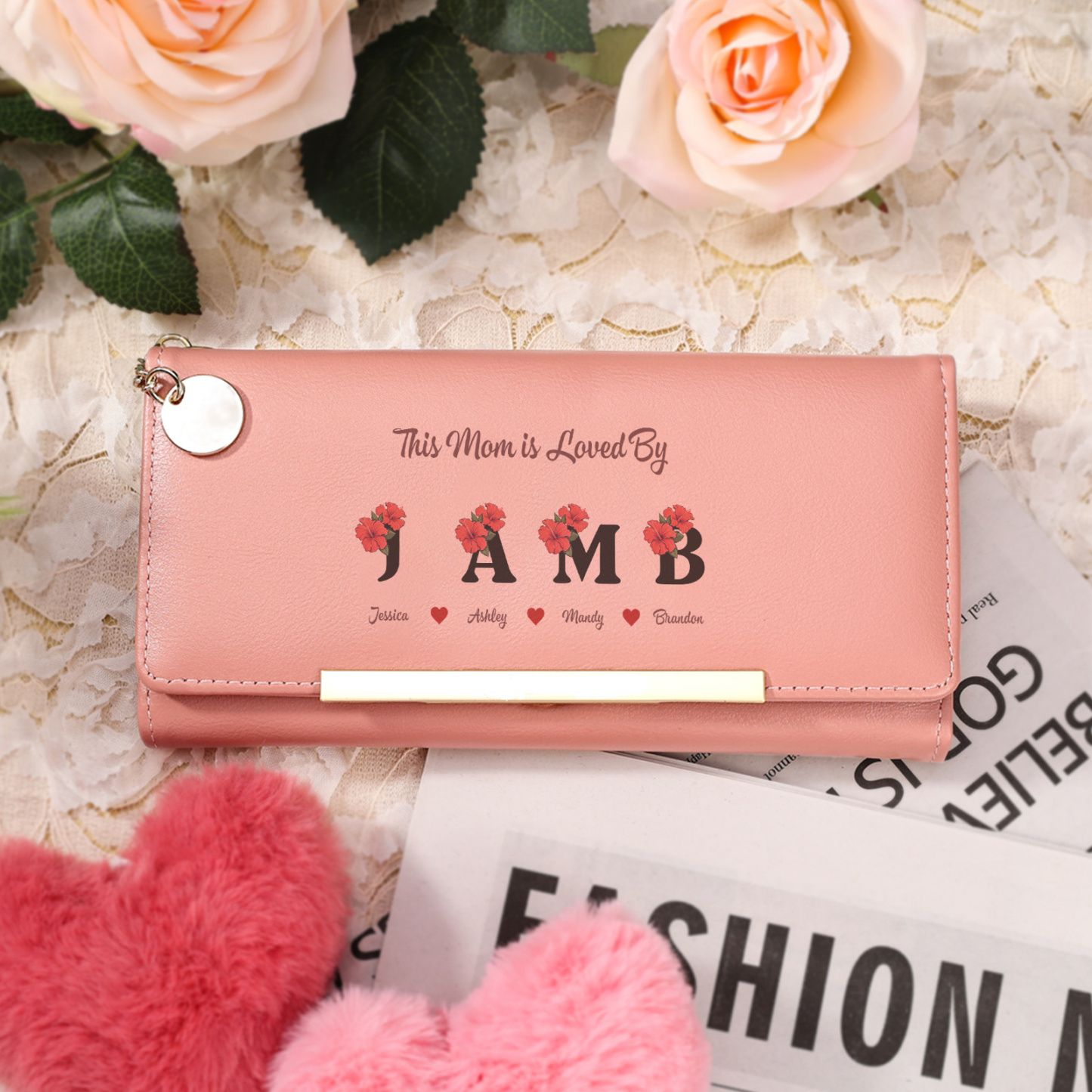 Personalized Women’s Wallet with Floral Design, Customizable with 1–10 Letters and Name. This Mom Is Loved by. Practical Mother’s Day Gift, Birthday Gift for Mom and Grandma, Jessemade.