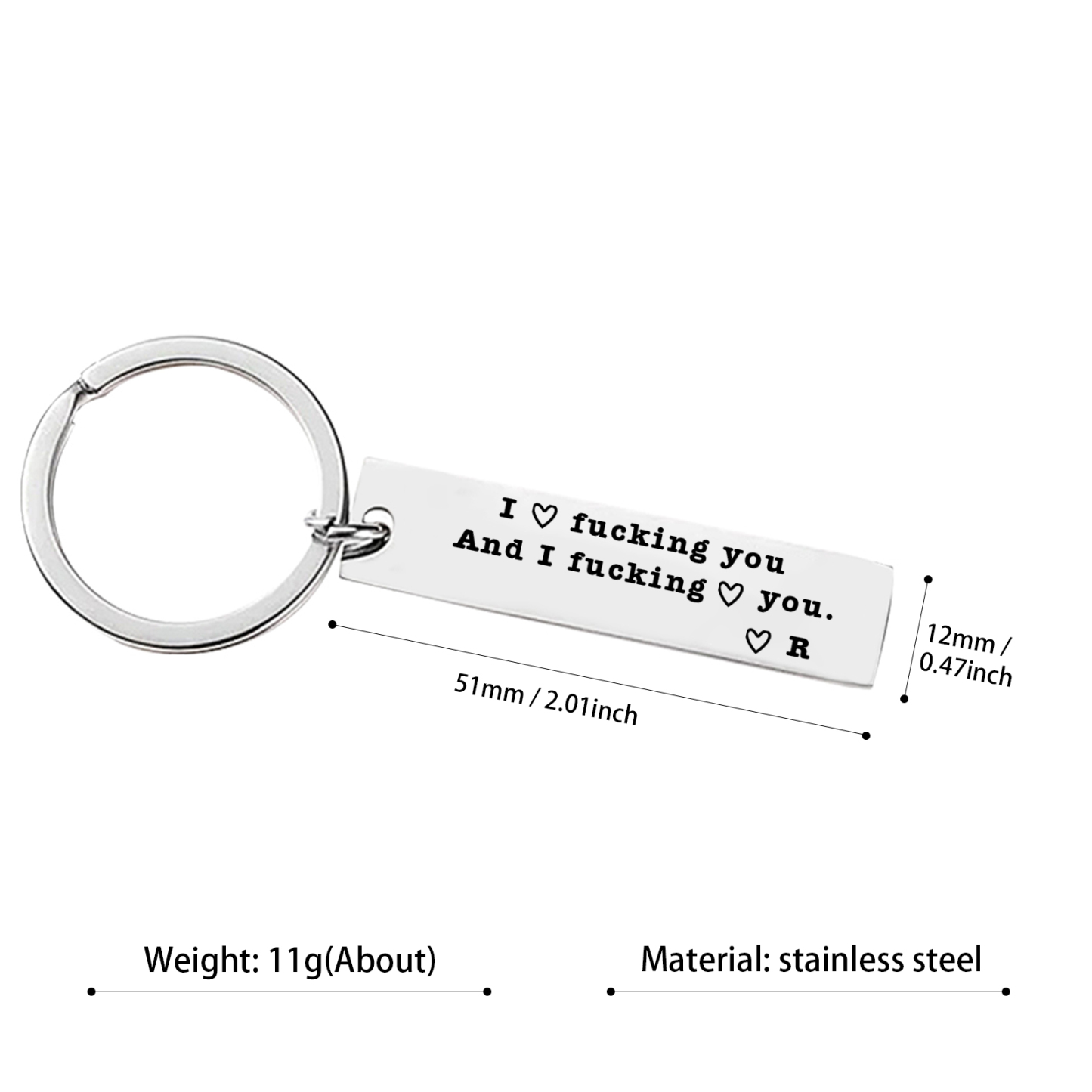 Personalized Letter Keyring Gift I Love F❤cking You and I F❤cking Love You Keychain for Couples