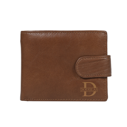 Personalized Leather RFID Blocking Bifold Wallet for Men with Snap Closure Name or Initials Engraved
