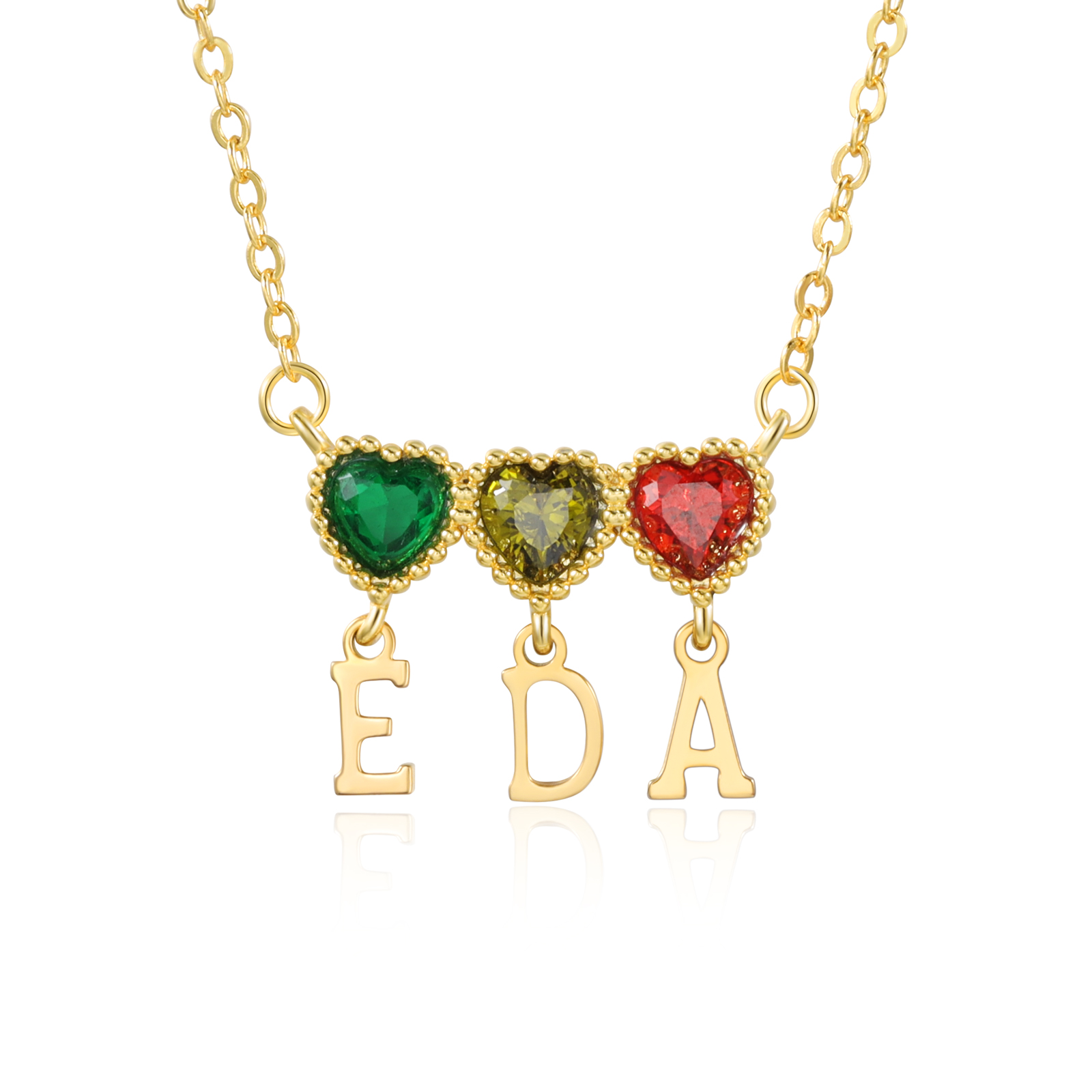Personalized Heart Birthstone Initials Necklace for Women