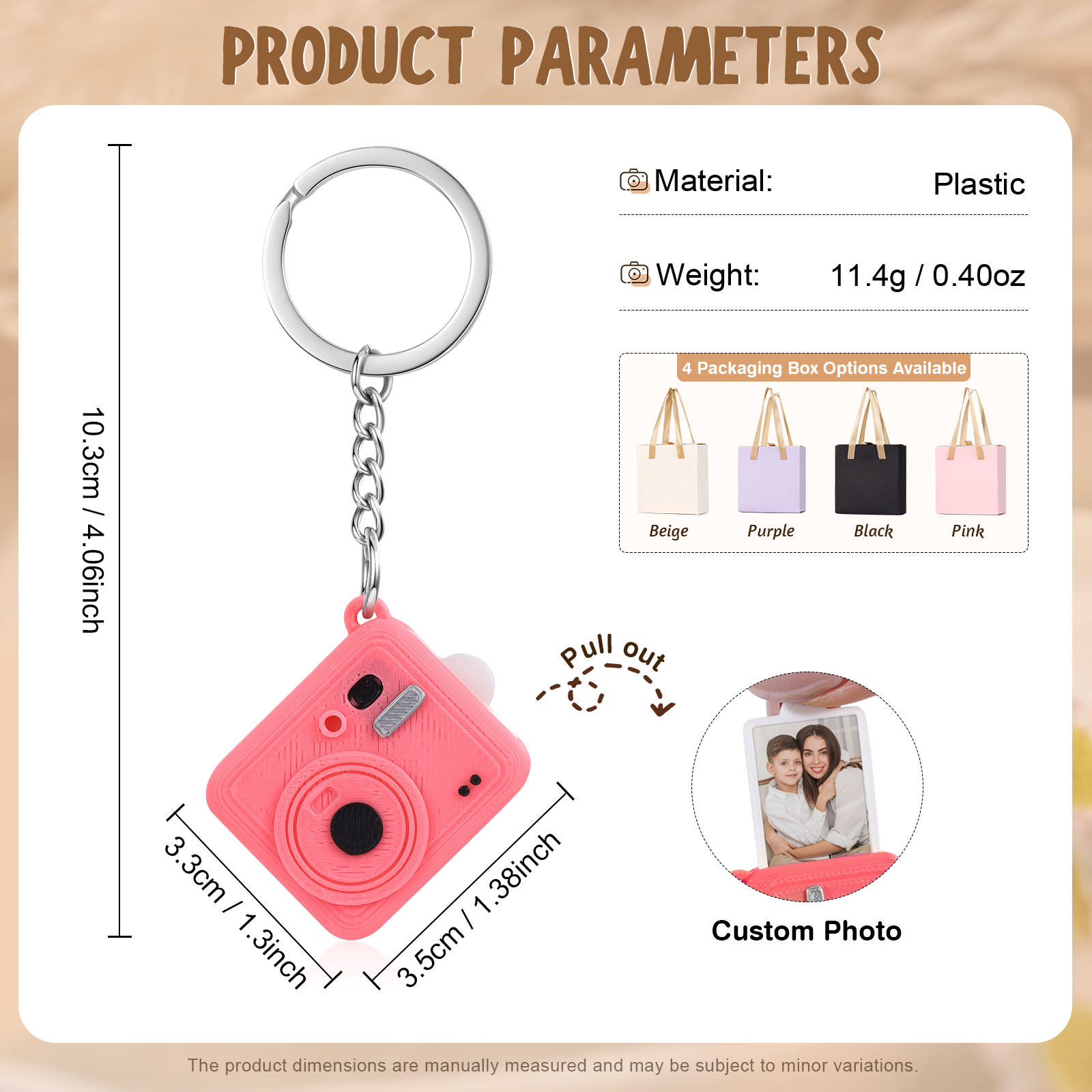 Personalized Mini Camera Keychain Custom With A Pull-Out Photo