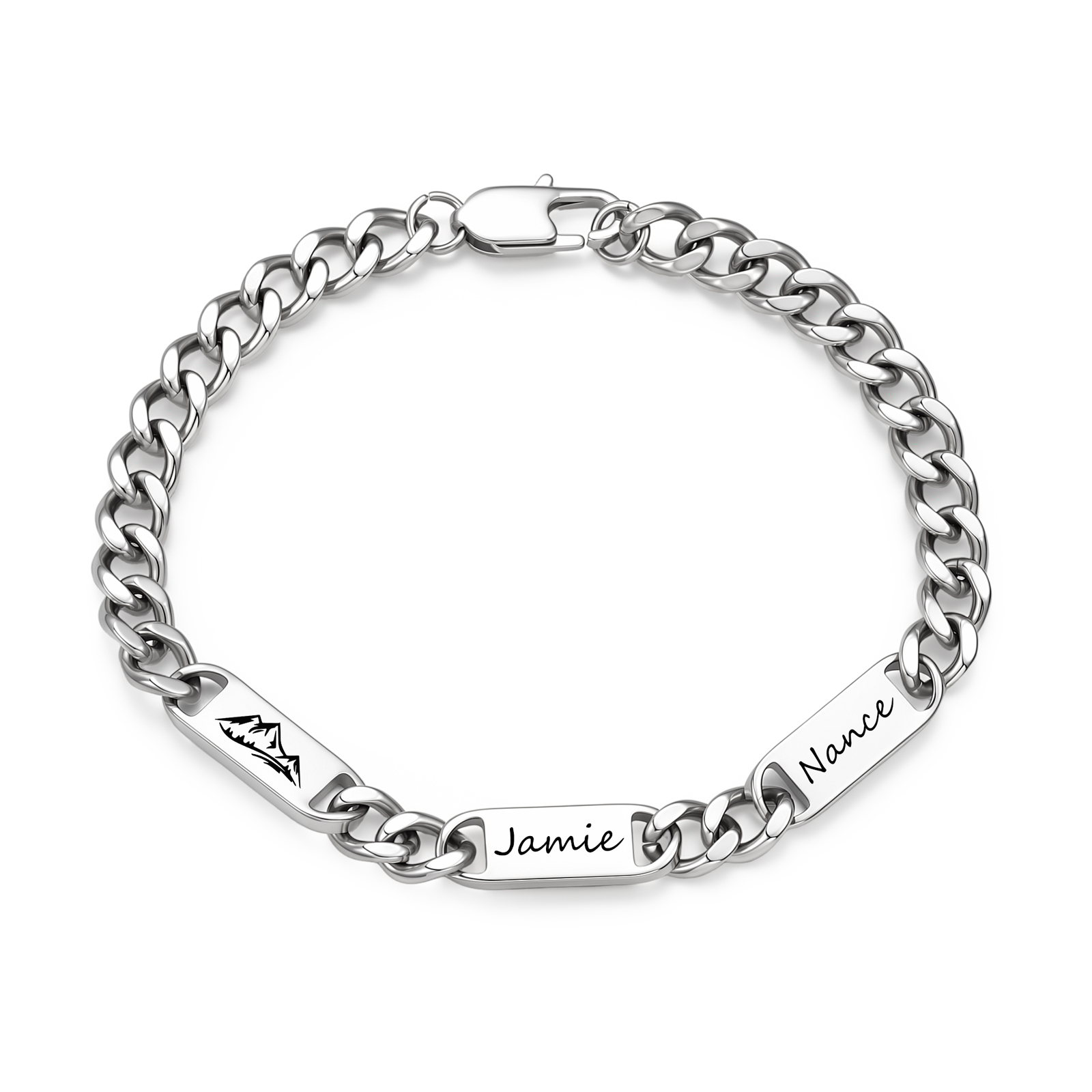 Personalized Cuban Link Bracelet For Men Customized with 2-6 Name Stainless Steel