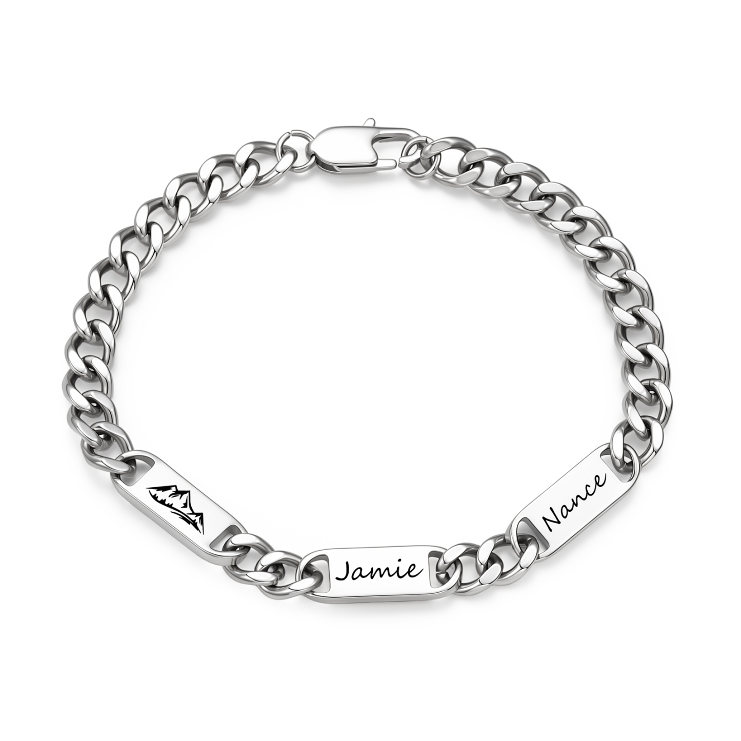 Personalized Cuban Link Bracelet For Men Customized with 2-6 Name Stainless Steel