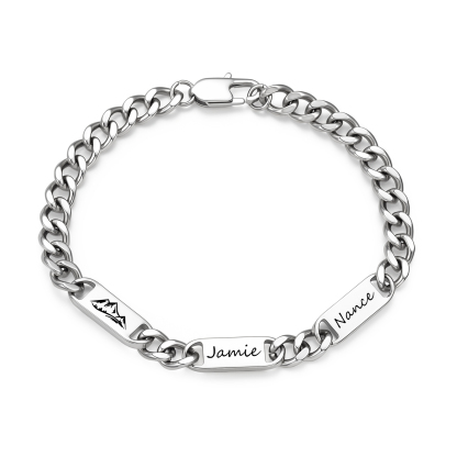 Personalized Cuban Link Bracelet For Men Customized with 2-6 Name Stainless Steel