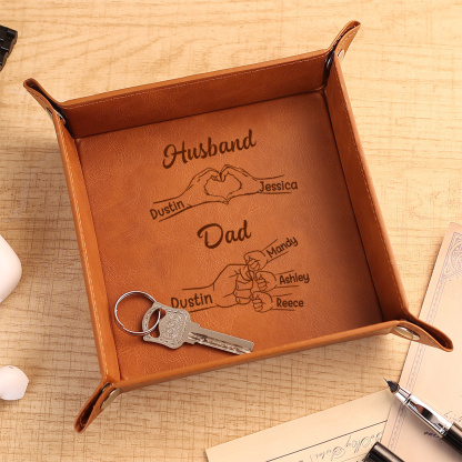 Personalized Leather Valet Tray Gift for Dad & Husband