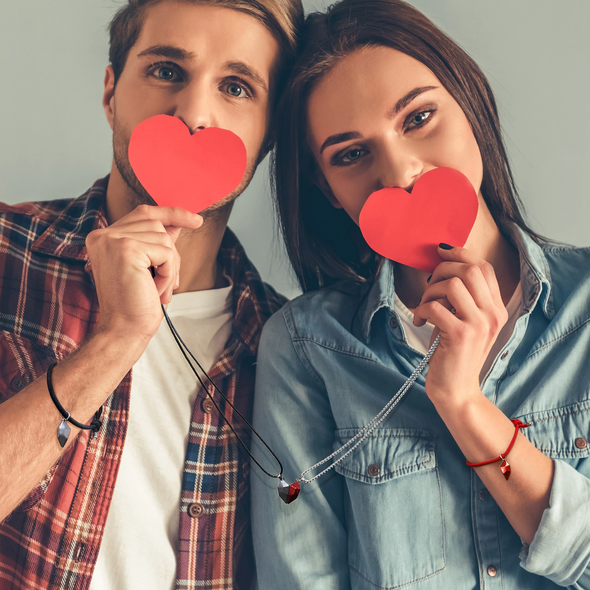 Personalized Matching Couple Necklace Custom Names Magnetic Necklace Valentine's Day Gifts for Couple