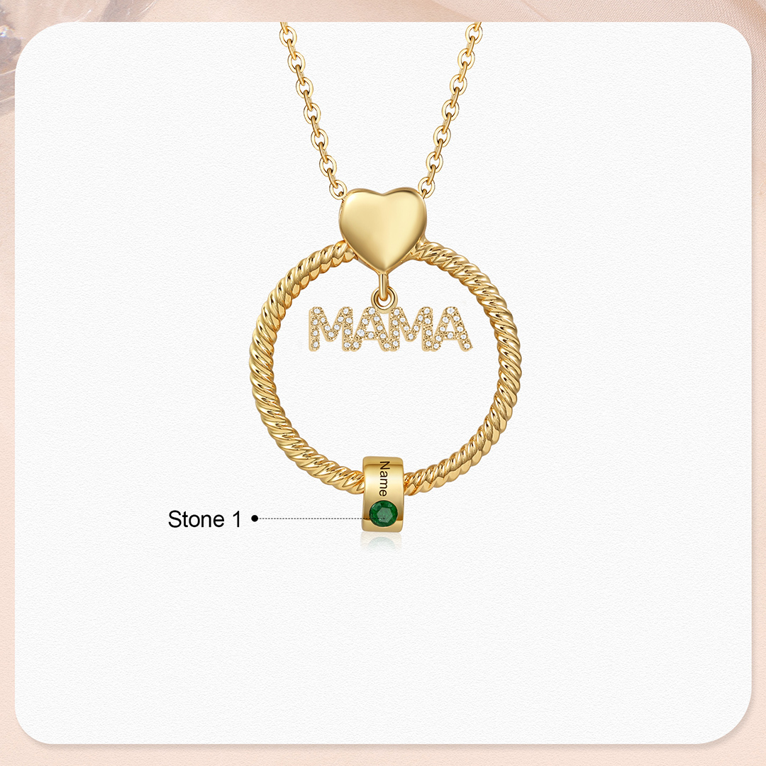 1 Name-Personalized Mom Necklace Set With  Premium Custom Necklace With 1 Birthstones Engraved Names Gift For Mother