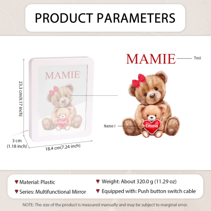 1 Name - Personalized Mom Home Bear Style Custom Text LED Night Light Gift for Mom