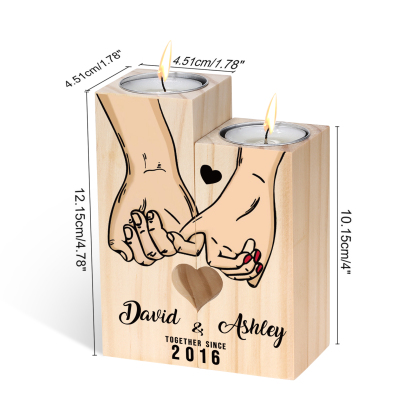 Personalised Couple Gift Set Pinky Promise Couple Candle Holder Heart Matching Keychain with Custom Names & Date Gift Box | Jessemade
