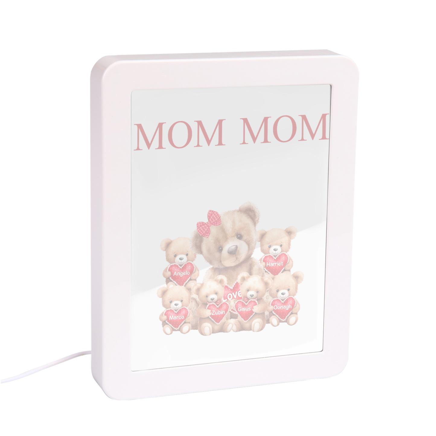 6 Names - Personalized Mum Home Bear Style Custom Text LED Night Light Gift for Mum