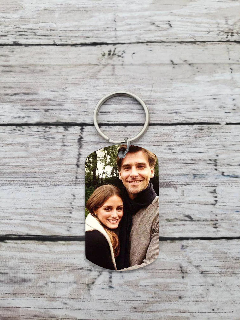 Personalized Photo Keychain with Name for Couple "Drive Safe I Need You Here with Me"