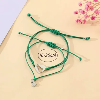 2pcs Dinosaur Bracelet Set Adjustable Green Bracelet with Gift Card Kids First Day of School Gift