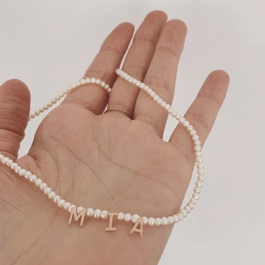Personalized Pearl Necklace Custom 1 Name Necklace Gift For Her | Jessemade