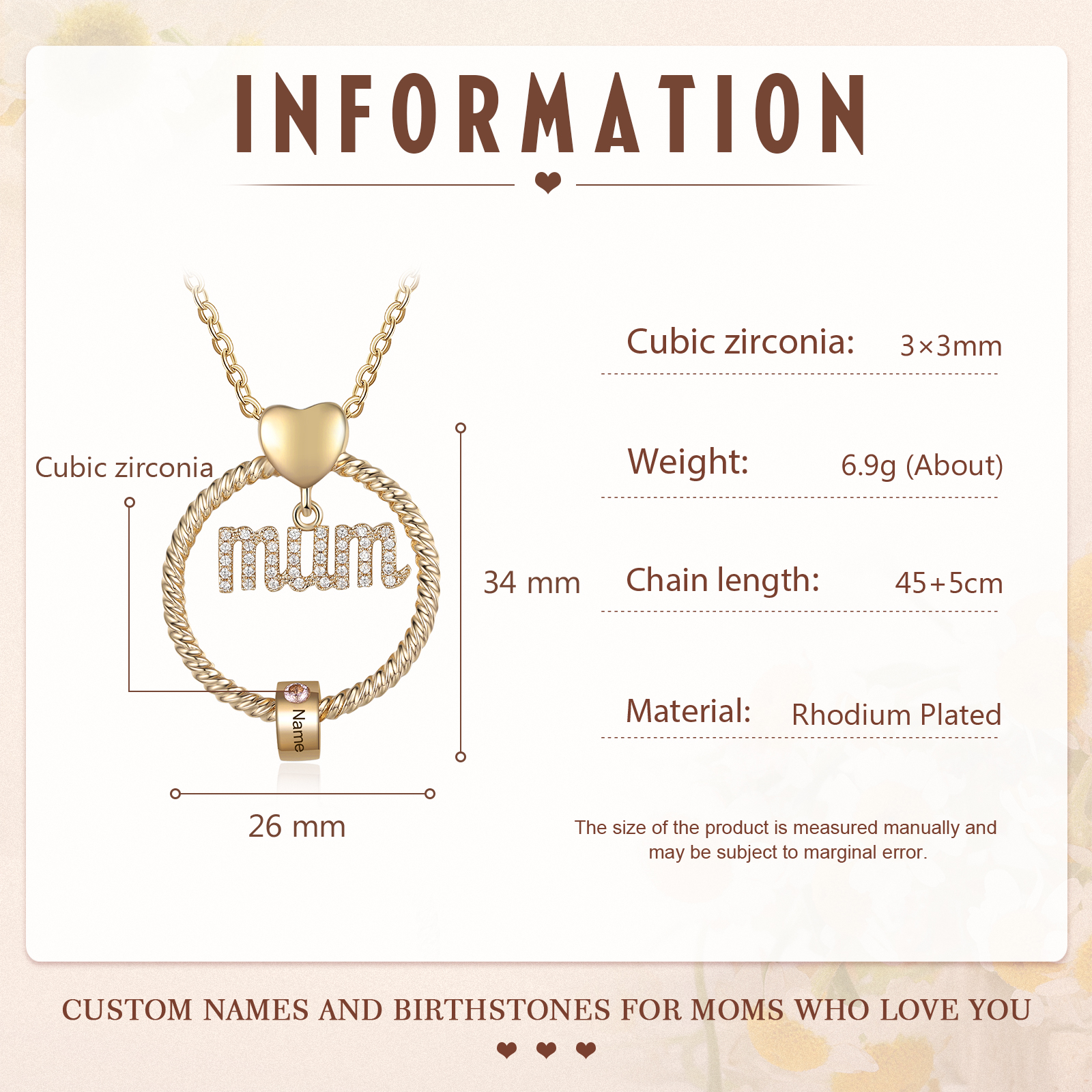 1 Name-Personalized Mom Necklace Set With  Premium Custom Necklace With 1 Birthstones Engraved Names Gift For Mother